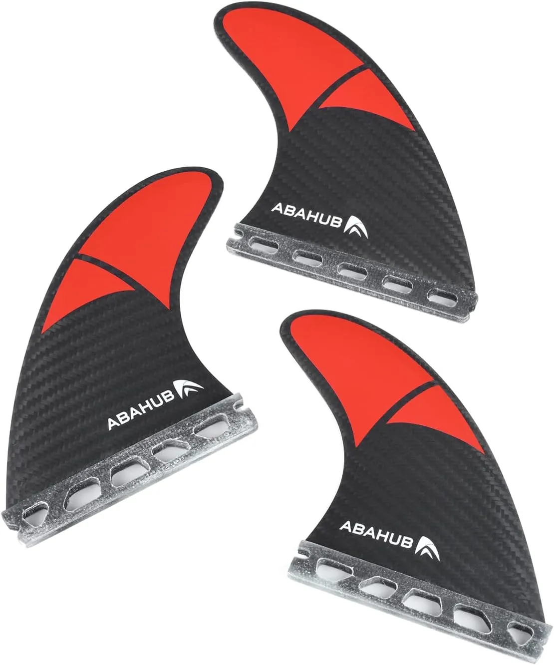Abahub Surfboard Thruster Fins Set, Compatible with Future Style Fin Box, Fiberglass Reinforced High Performance 3 Fins for Surf Boards, Surfing Longboard, Shortboard, Black/Blue/White