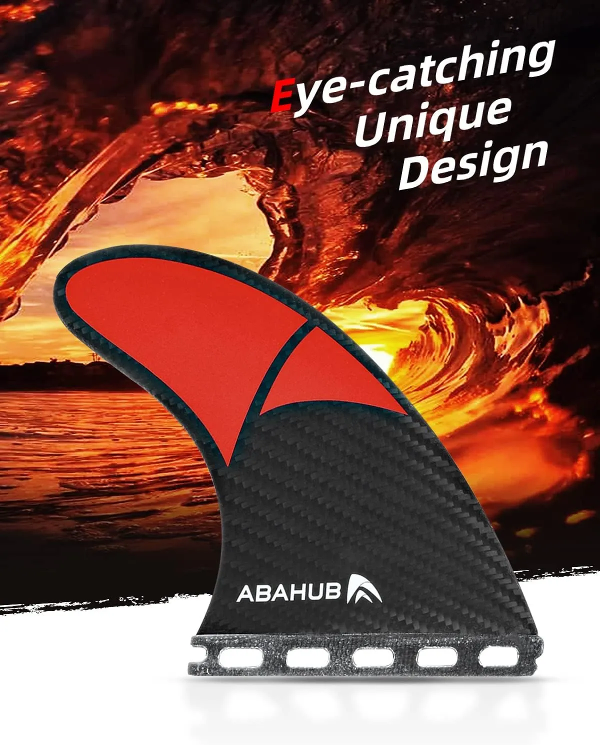 Abahub Surfboard Thruster Fins Set, Compatible with Future Style Fin Box, Fiberglass Reinforced High Performance 3 Fins for Surf Boards, Surfing Longboard, Shortboard, Black/Blue/White