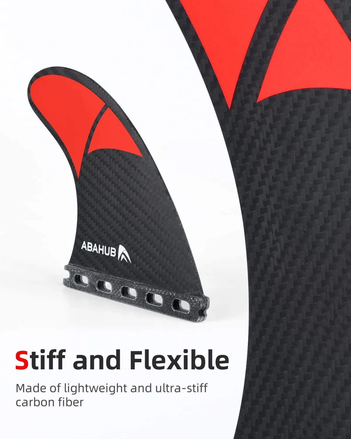 Abahub Surfboard Thruster Fins Set, Compatible with Future Style Fin Box, Fiberglass Reinforced High Performance 3 Fins for Surf Boards, Surfing Longboard, Shortboard, Black/Blue/White