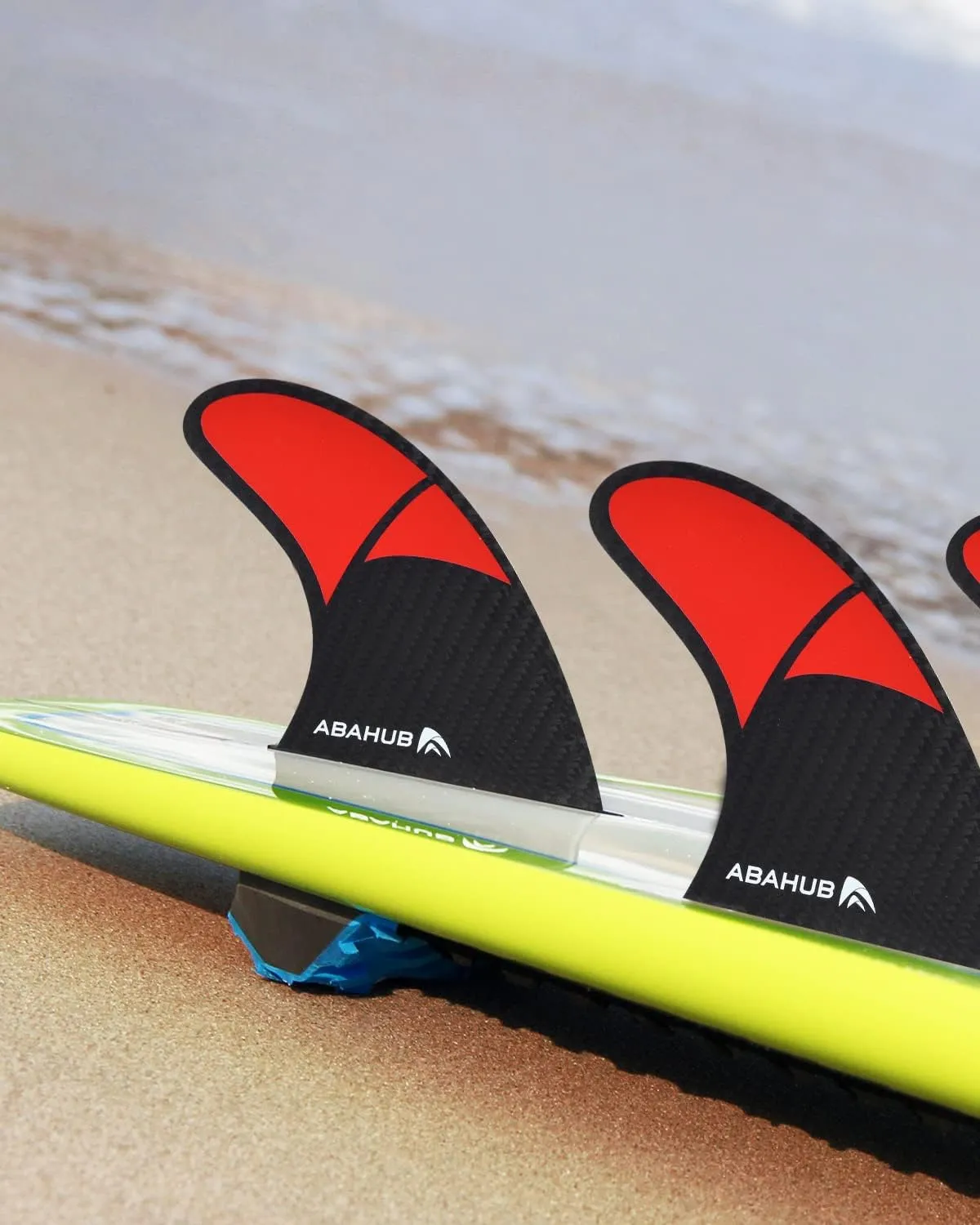 Abahub Surfboard Thruster Fins Set, Compatible with Future Style Fin Box, Fiberglass Reinforced High Performance 3 Fins for Surf Boards, Surfing Longboard, Shortboard, Black/Blue/White