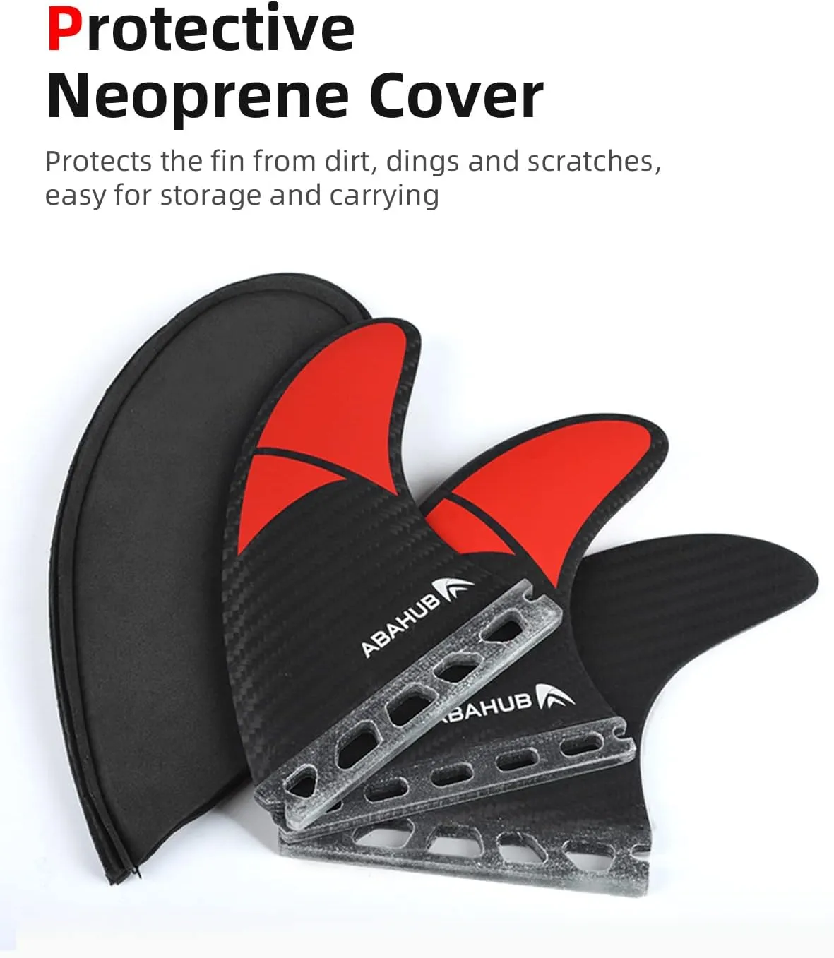 Abahub Surfboard Thruster Fins Set, Compatible with Future Style Fin Box, Fiberglass Reinforced High Performance 3 Fins for Surf Boards, Surfing Longboard, Shortboard, Black/Blue/White