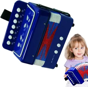 Accordian Small Musical Instruments - Kid Accordion Toy, Handheld Sound Maker | Compact 7-Key Button Accordion for, Music Learners, Preschool Education, Entertainment, Birthday Surprise