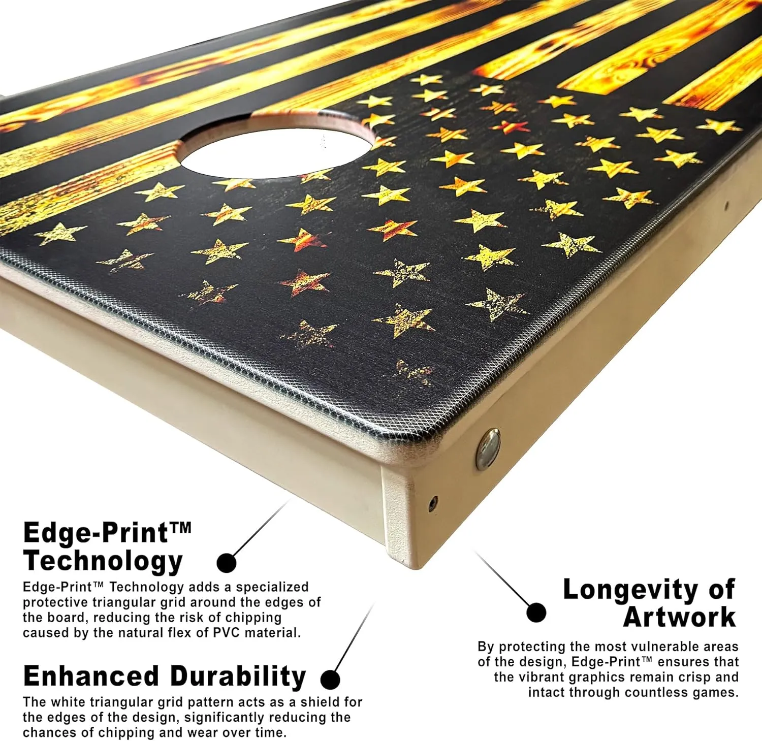 ACE All Weather Pro Cornhole Board Set - American Flag Series - Waterproof 4x2 Regulation Size, Made in USA, Triple Wide Legs, 3/4" PVC, Official Tournament Boards, Rainproof Outdoor Set (2 Boards)