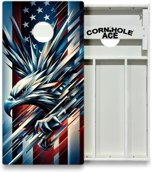ACE All Weather Pro Cornhole Board Set - American Flag Series - Waterproof 4x2 Regulation Size, Made in USA, Triple Wide Legs, 3/4" PVC, Official Tournament Boards, Rainproof Outdoor Set (2 Boards)