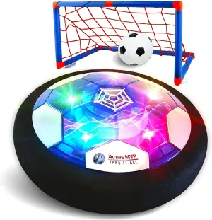 ActiveMVP Kids Toys Rechargeable Hover Soccer Ball Set with 2 Goals, Indoor LED Light Up Fun Air Soccer Game - No Battery Needed, Strong Improved ABS Plastic Quality - Boys Girls Age 3 4 5 6 7 8 9 11 