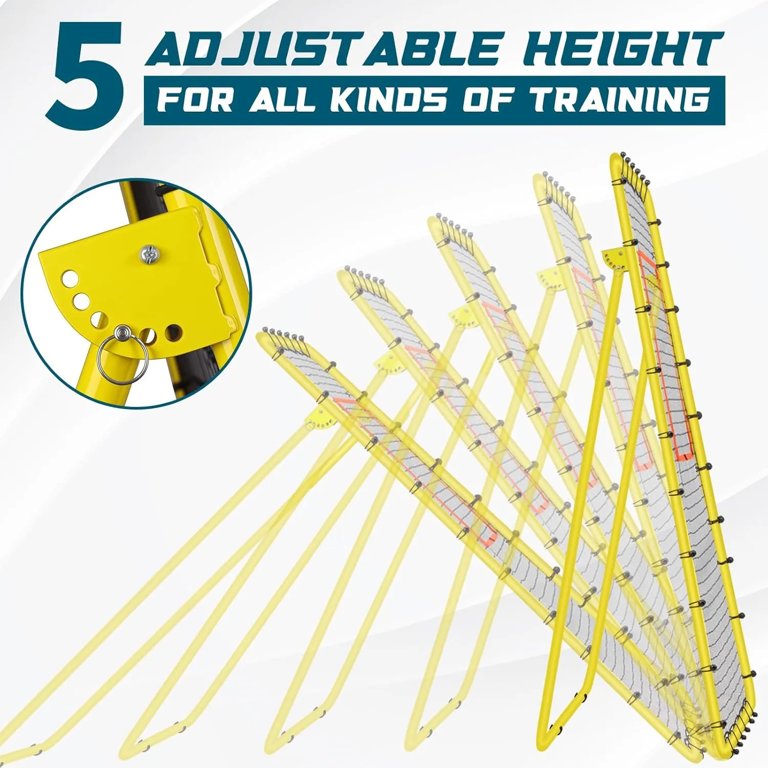 Adjustable Volleyball Rebounder Net 7x4 ft with PU Volleyball and Stakes - Bounce Back Training Equipment for Practicing Volleying, Bumping, Spiking, Easy Set Up & Steady for Multi Sports