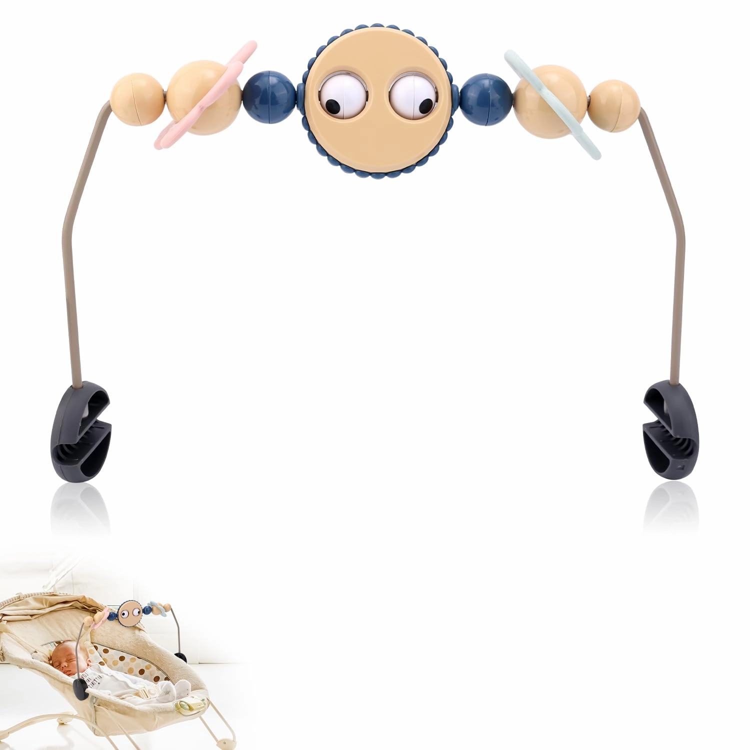 Adjustable Bouncer Toy Bar for BabyBjörn, Interactive Googly Eyes Toy for Bouncer Baby Car Seat Accessories, Easy to Install & Disassemble
