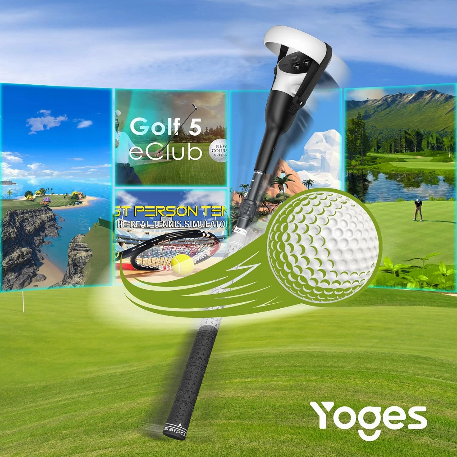 Adjustable Length VR Golf Club Handle Compatible for Oculus-Quest 2-Accessories, Virtual Reality Baseball Controller Attachment, Simulator Real Golf Game Bat Adapter for Golf , Walkabout Mini Golf