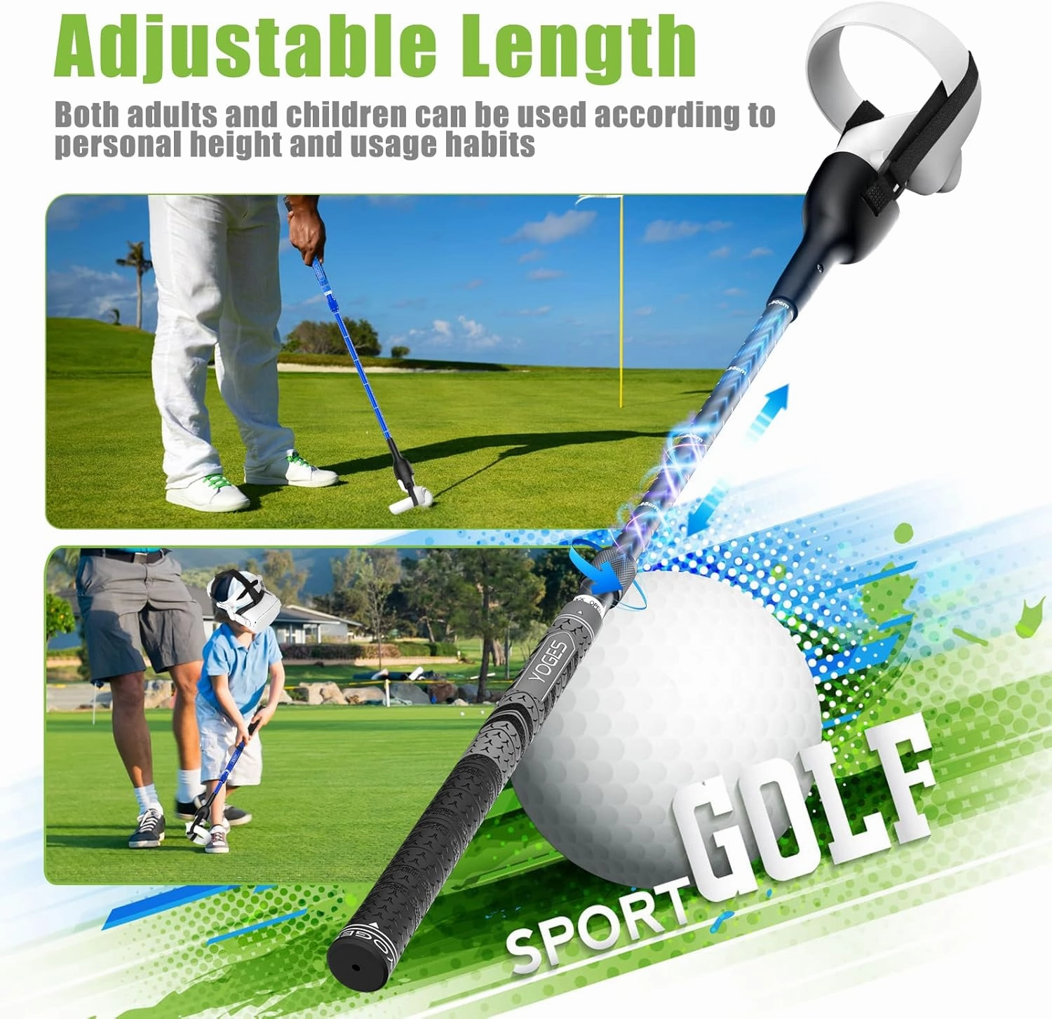 Adjustable Length VR Golf Club Handle Compatible for Oculus-Quest 2-Accessories, Virtual Reality Baseball Controller Attachment, Simulator Real Golf Game Bat Adapter for Golf , Walkabout Mini Golf
