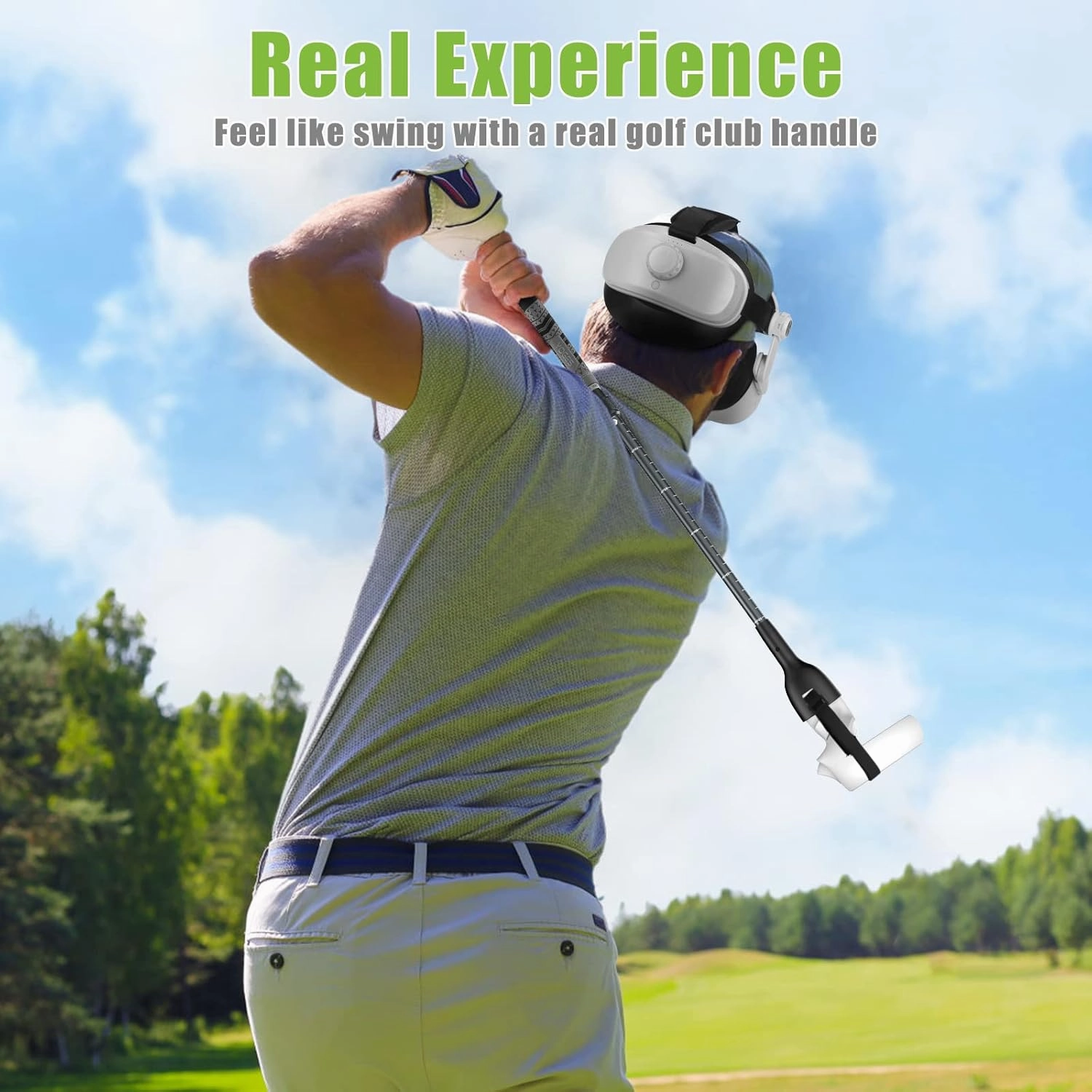 Adjustable Length VR Golf Club Handle Compatible for Oculus-Quest 2-Accessories, Virtual Reality Baseball Controller Attachment, Simulator Real Golf Game Bat Adapter for Golf , Walkabout Mini Golf