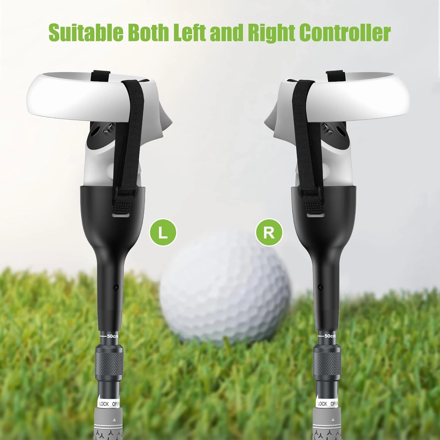 Adjustable Length VR Golf Club Handle Compatible for Oculus-Quest 2-Accessories, Virtual Reality Baseball Controller Attachment, Simulator Real Golf Game Bat Adapter for Golf , Walkabout Mini Golf
