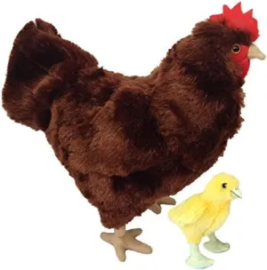 Adore 12" Standing Ruby The Hen Chicken with Baby Chick Stuffed Animal Plush Toy