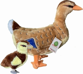 Adore 13" Standing Mallory The Mallard Duck with Duckling Stuffed Animal Plush Toy