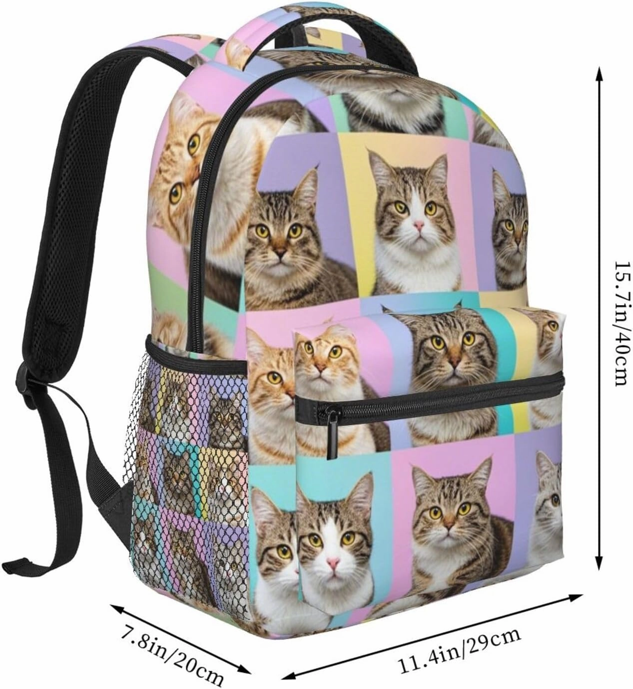 Adults Lightweight Cute Pet Cat Art Rucksacks Large Capacity Bookbag With Adjustable Shoulder Straps for Trekking Outdoors Bicycle