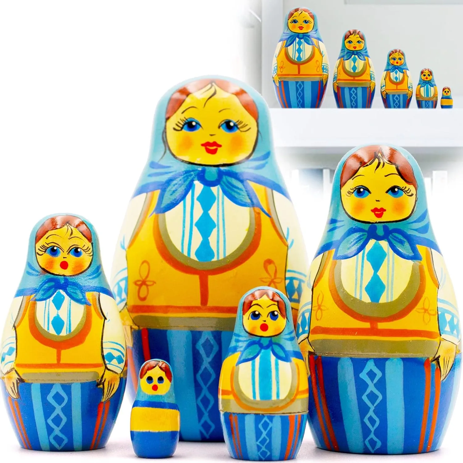AEVVV Russian Nesting Dolls Set of 5 pcs - Russian Doll in Bavarian Dirndl Dress - Matryoshka in Trachten Dirndl - Folk Art Dolls in Dirndl Dresses Women