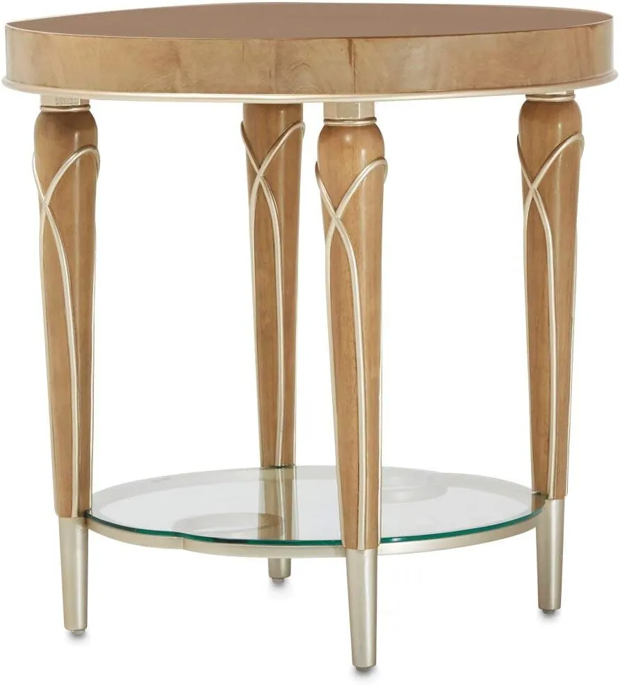 Aico Amini Villa Cherie End Table in Caramel