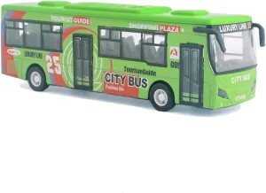 Ailejia City Bus Toy Die Cast Pull Back Buses Vehicles Mini Car Diecast Model Car Toys Lights and Music (Green)