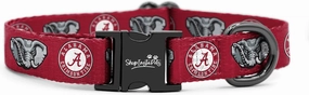 Alabama Crimson Tide Custom Handmade Adjustable Nylon Collars and Leashes (Large Collar)