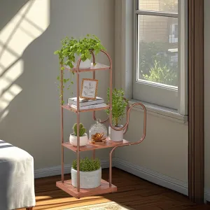 Allinside Cactus Plant Stand Indoor, Metal Corner Shelf for Multipurpose Plants Outdoor, Rustic Bookcase 4 Tier Creative Flowers Stand Rack for Bedroom, Study Room Balcony and Living Room Decor