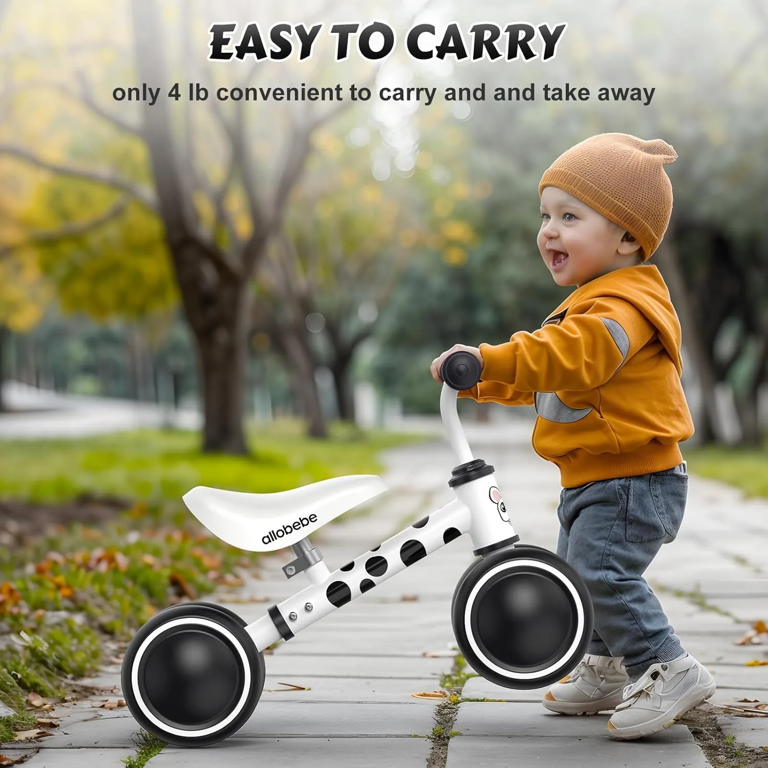 allobebe Baby Balance Bike, Cute Toddler Bikes 12-36 Months Gifts for 1 Year Old Girl Bike to Train Baby from Standing to Running with Adjustable Seat Silent & Soft 3 Wheels
