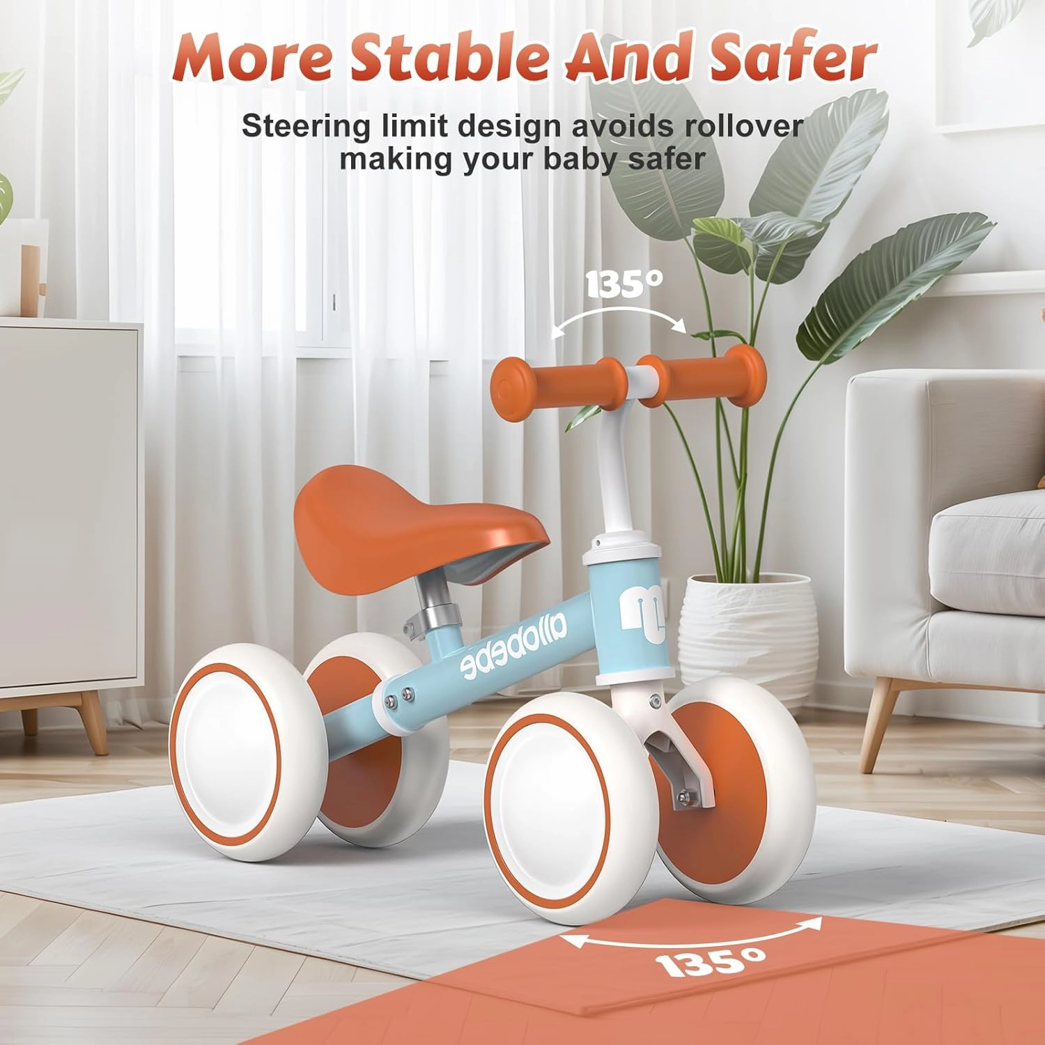 allobebe Baby Balance Bike, Cute Toddler Bikes 12-36 Months Gifts for 1 Year Old Girl Bike to Train Baby from Standing to Running with Adjustable Seat Silent & Soft 3 Wheels