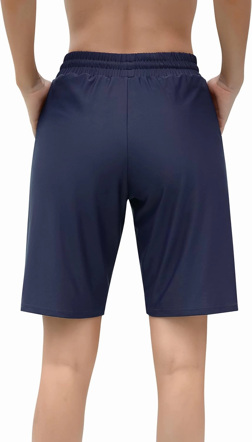ALove Women's 9" Swim Shorts High Waisted Swim Board Shorts with Pockets UPF 50  Swimsuit Bottoms Built-in Brief