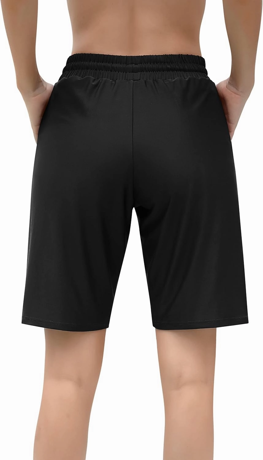 ALove Women's 9" Swim Shorts High Waisted Swim Board Shorts with Pockets UPF 50  Swimsuit Bottoms Built-in Brief