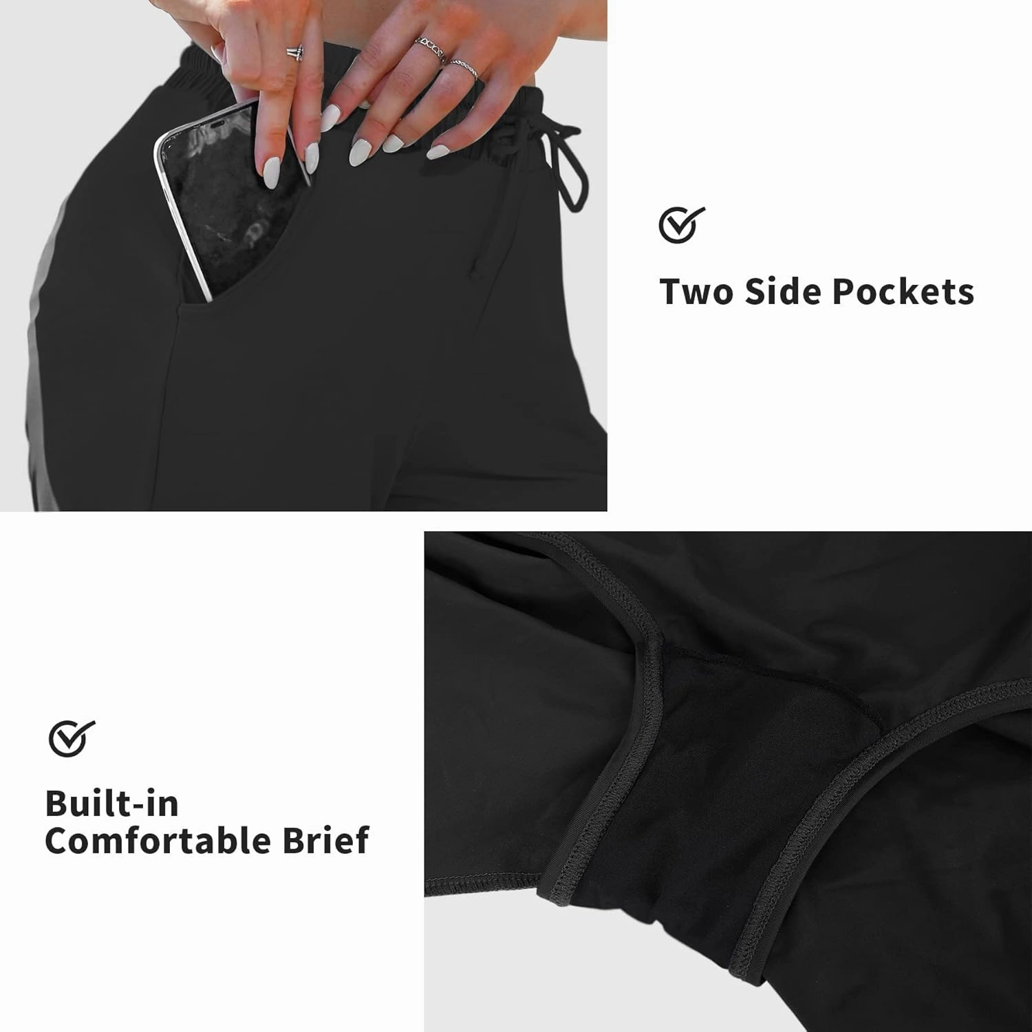 ALove Women's 9" Swim Shorts High Waisted Swim Board Shorts with Pockets UPF 50  Swimsuit Bottoms Built-in Brief
