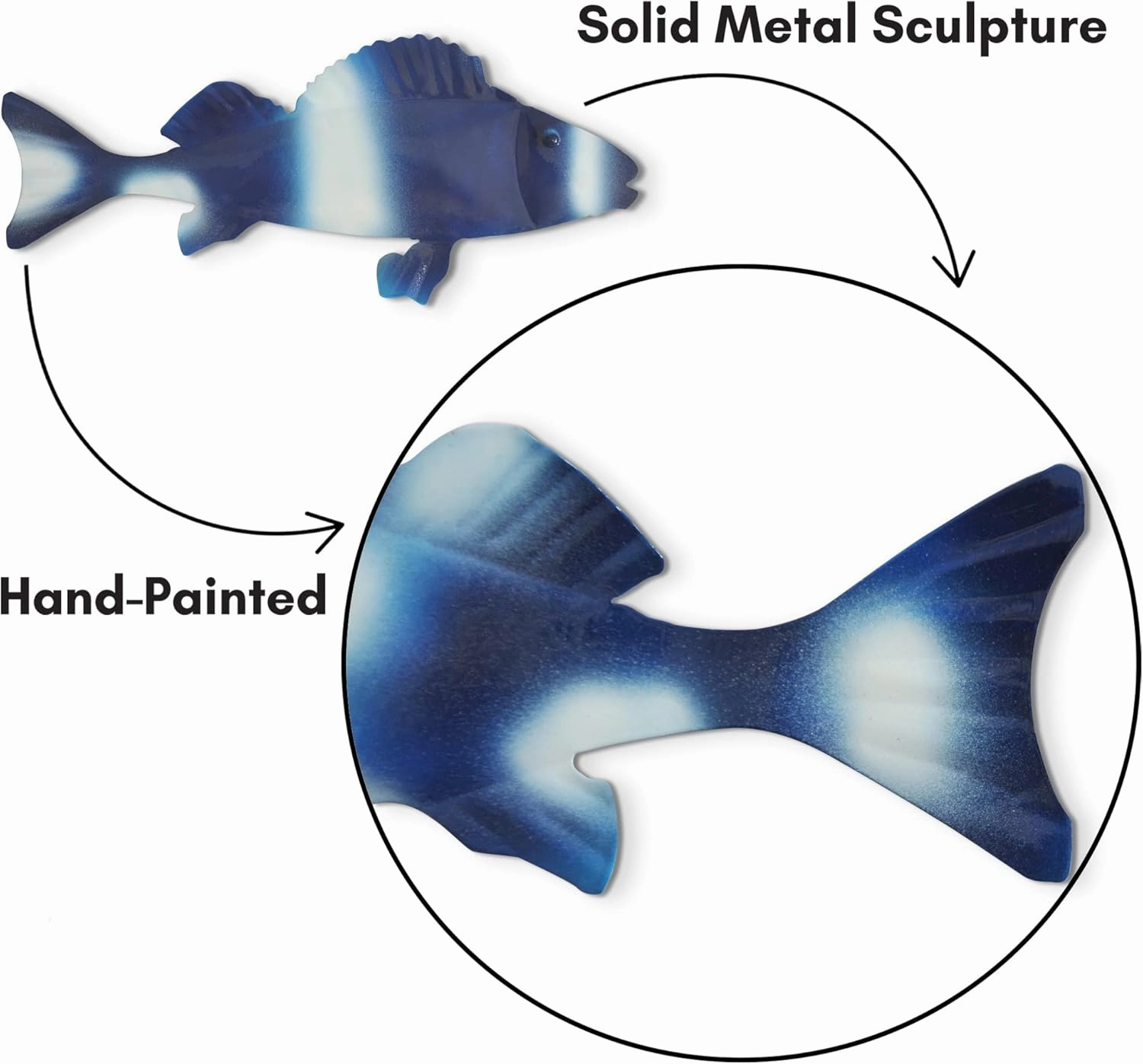 Americanflat Metal Fish Wall Decor - Set of 3 - 4x9.5 Blue Fish for Indoor or Outdoor Display - Modern, Stylish Ocean-Inspired Wall Art for Bedroom, Living Room, Patio, Garden
