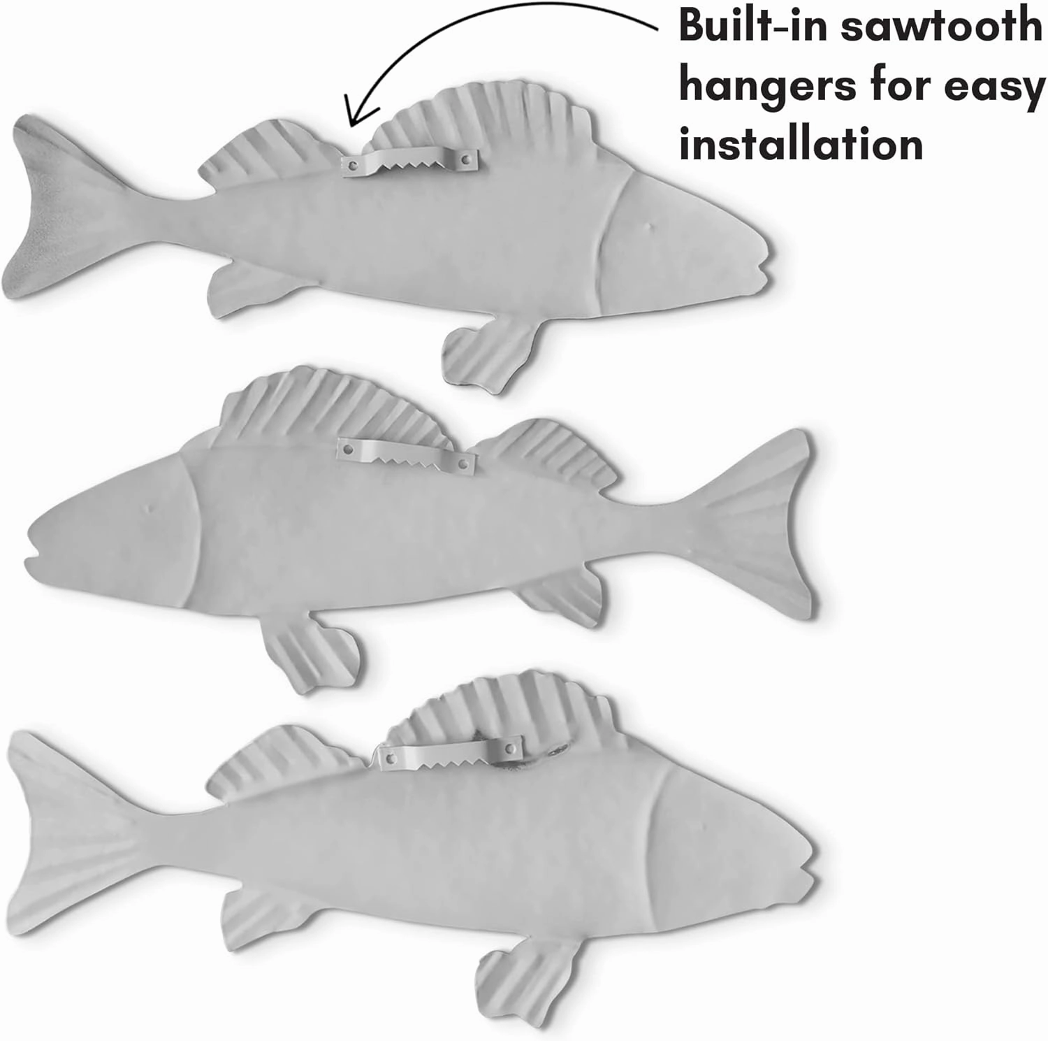 Americanflat Metal Fish Wall Decor - Set of 3 - 4x9.5 Blue Fish for Indoor or Outdoor Display - Modern, Stylish Ocean-Inspired Wall Art for Bedroom, Living Room, Patio, Garden