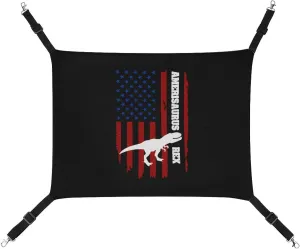 Amerisaurus Rex with USA Flag Cat Hanging Hammock Soft Breathable Pet Cage Dog Hammock with Adjustable Straps and Metal Hooks