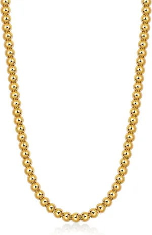 AMITER Gold/Silver Painted Bead Necklace, 3mm/ 4mm/ 5mm/ 6mm/ 8mm Ball Beaded Chain Necklaces for Women & Men