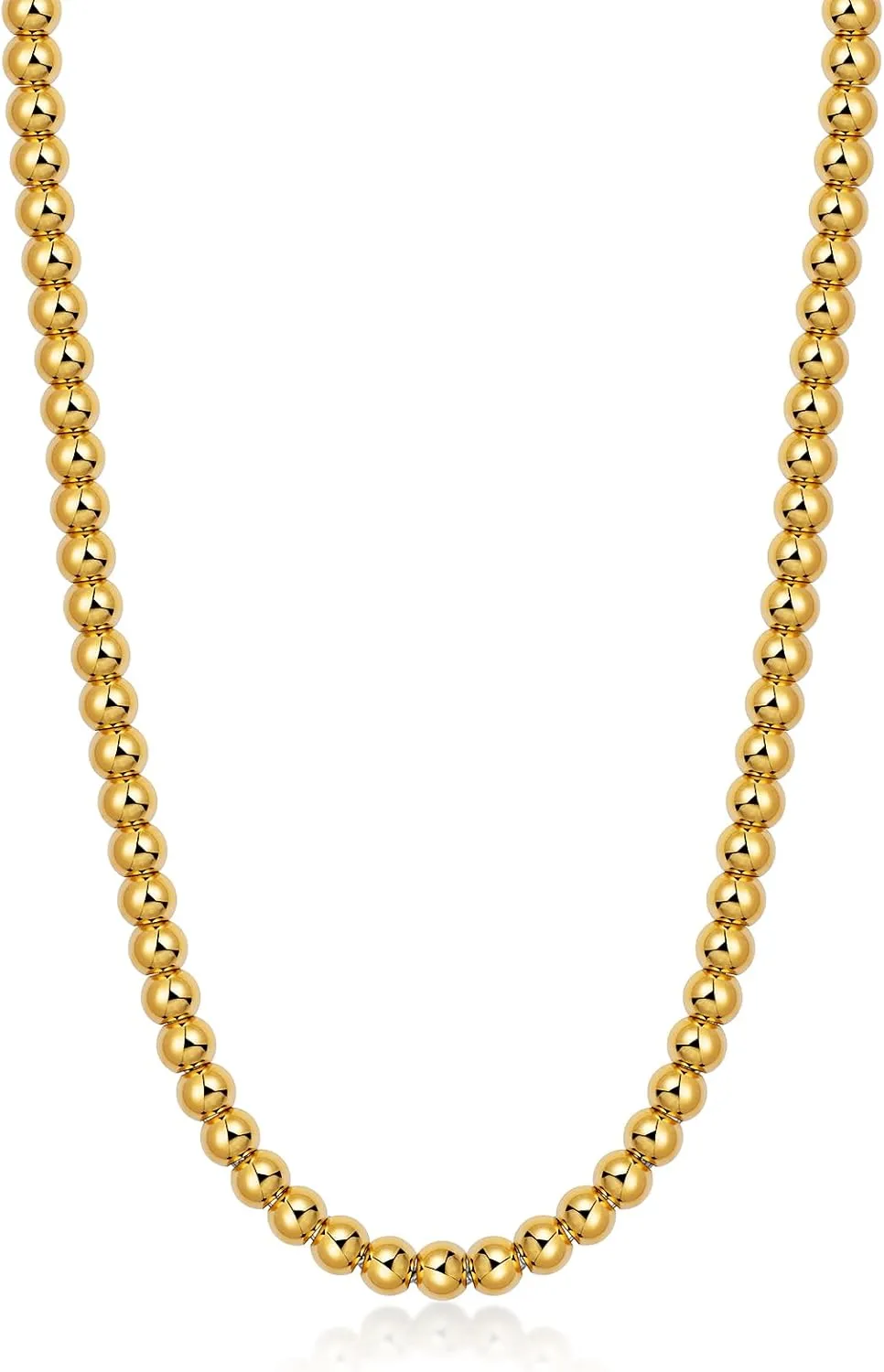 AMITER Gold/Silver Painted Bead Necklace, 3mm/ 4mm/ 5mm/ 6mm/ 8mm Ball Beaded Chain Necklaces for Women & Men