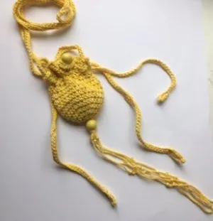Amulet Bag Necklace ~ Sunkissed Yellow ~ Handmade Crochet Handmade Item