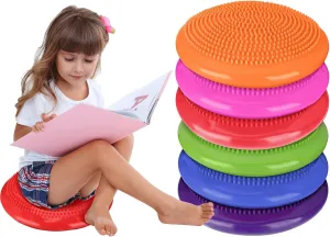 Amylove 6 Pcs Inflated Wobble Cushion Pump Wiggle Balance Sensory Flexible Seat for Kids Flexible Seating Exercise Disc Sensory Chair for Office School Home Equipment