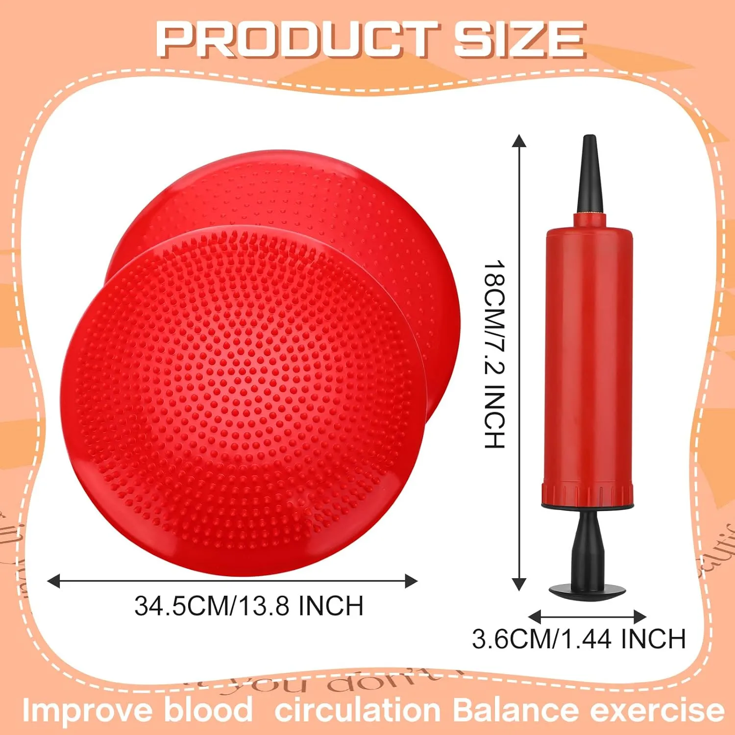 Amylove 6 Pcs Inflated Wobble Cushion Pump Wiggle Balance Sensory Flexible Seat for Kids Flexible Seating Exercise Disc Sensory Chair for Office School Home Equipment