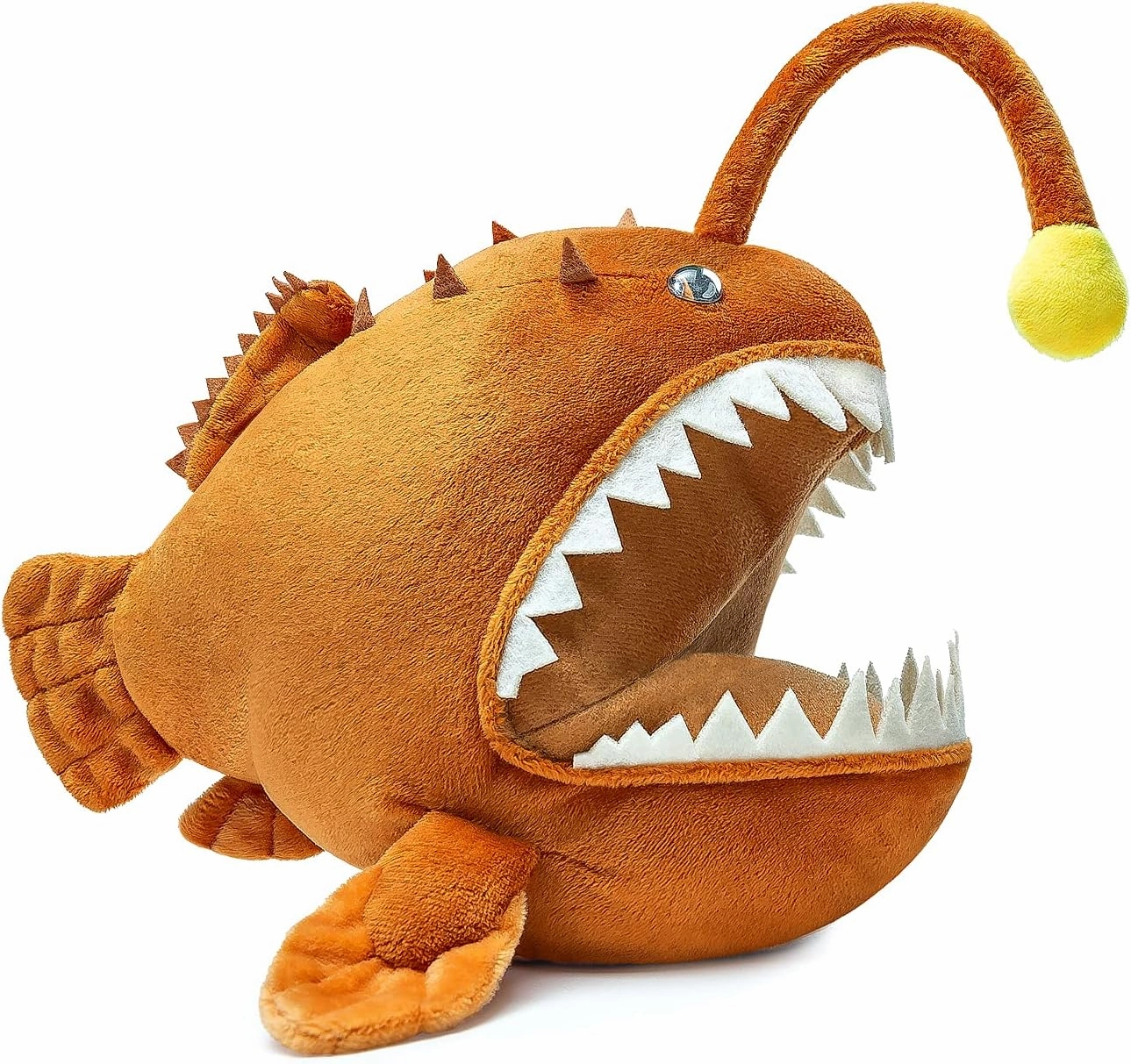 Anglerfish Plush Toy - Cute 12" Brown Anglerfish Creepy Stuffed Animals Toys Real Sea Life Goosefish Lanternfish Plushie,Gift Toys for Kids Birthday Christmas Halloween,Home Decor