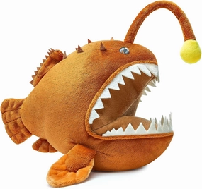 Anglerfish Plush Toy - Cute 12" Brown Anglerfish Creepy Stuffed Animals Toys Real Sea Life Goosefish Lanternfish Plushie,Gift Toys for Kids Birthday Christmas Halloween,Home Decor