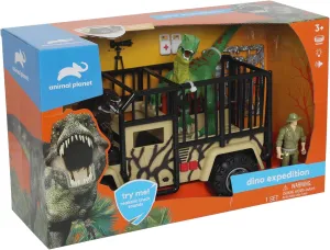 Animal Planet Dino Expedition Playset – Transport Truck with Lights & Sounds, Dinosaurs, Action Figure & Accessories for Kids Ages 3 