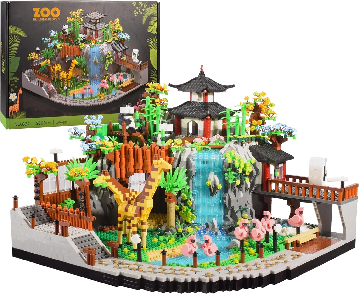 Animal Zoo Micro Mini Building Blocks Model Set with Giraffe Panda Flamingo, Creative Animal World Toys Gifts for Adult and Kid Age of 14  5000PCS