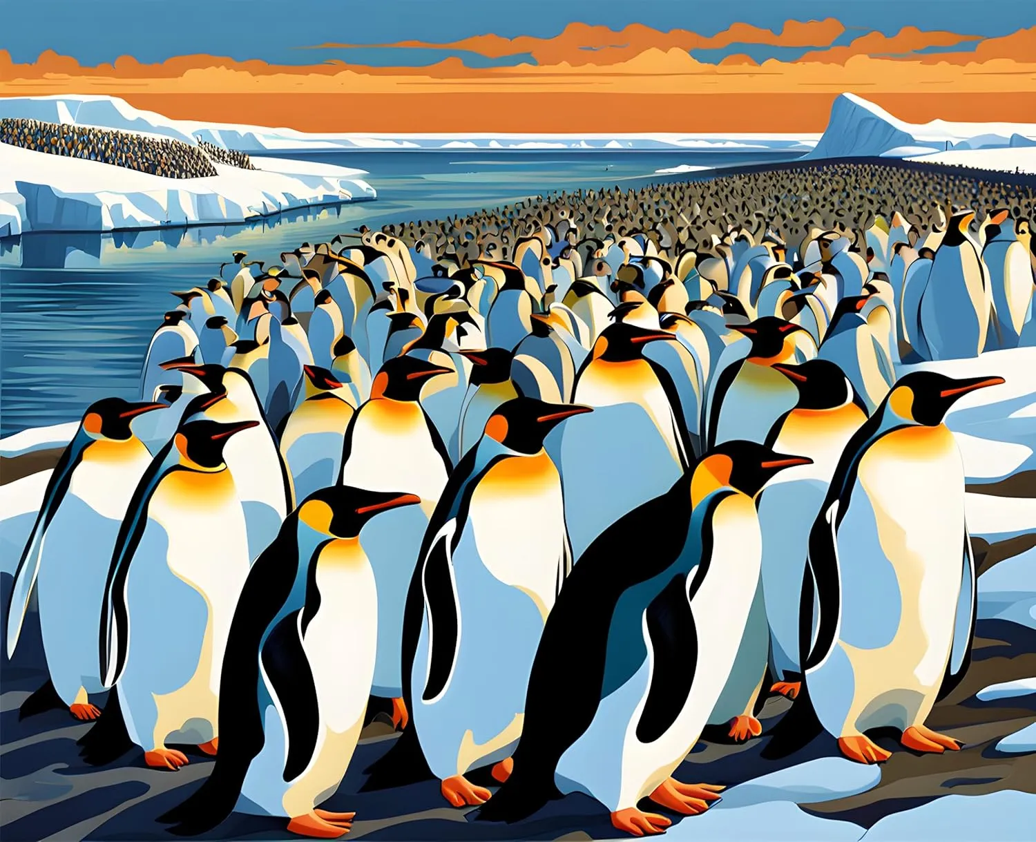 Antarctica Collection PD (21) - Colossal Penguin Colonies - Van-Go Paint-by-Number Kit 60x75cm DIY Frame