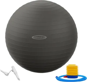 Anti-Burst and Slip Resistant Exercise Yoga Ball for Fitness with Quick Pump, 2,000-Pound Capacity, 34-inch, Gray