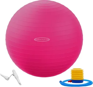 Anti-Burst and Slip Resistant Exercise Yoga Ball for Fitness with Quick Pump, 2,000-Pound Capacity, 34-inch, Pink