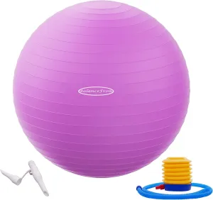 Anti-Burst and Slip Resistant Exercise Yoga Ball for Fitness with Quick Pump, 2,000-Pound Capacity, 34-inch, Purple