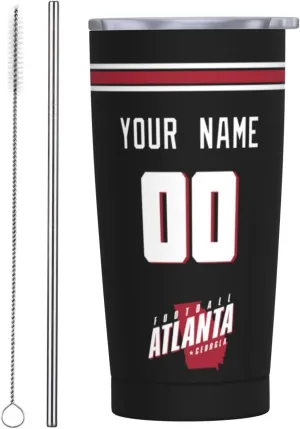 ANTKING Atlanta Cup Insulated Tumbler with Straw Customized Personalized Any Name & Number 20 oz Gifts for Men