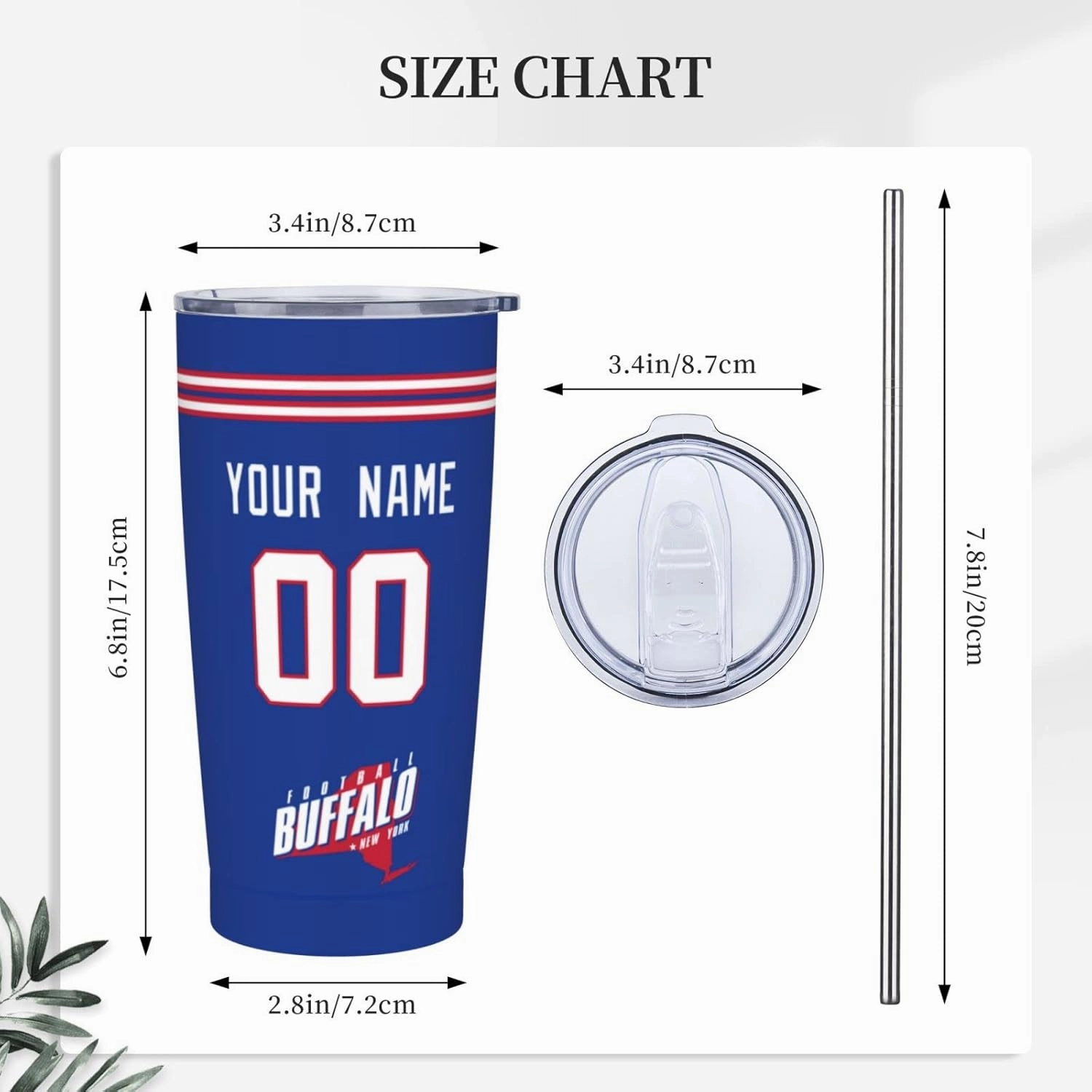 ANTKING Buffalo Cup Insulated Tumbler with Straw Customized Personalized Any Name & Number 20 oz Gifts for Men
