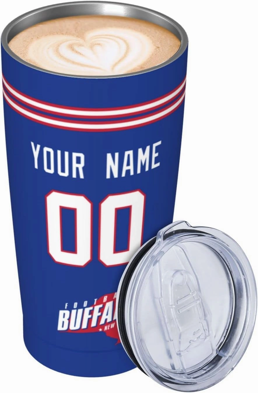ANTKING Buffalo Cup Insulated Tumbler with Straw Customized Personalized Any Name & Number 20 oz Gifts for Men