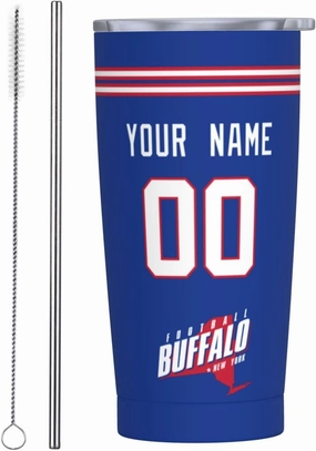 ANTKING Buffalo Cup Insulated Tumbler with Straw Customized Personalized Any Name & Number 20 oz Gifts for Men