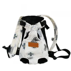 ANYWAGS Pet Carrier Gray Flower Medium Denim Breathable Travel Backpack for Medium Size Pets with Pockets for Carrying Supplies
