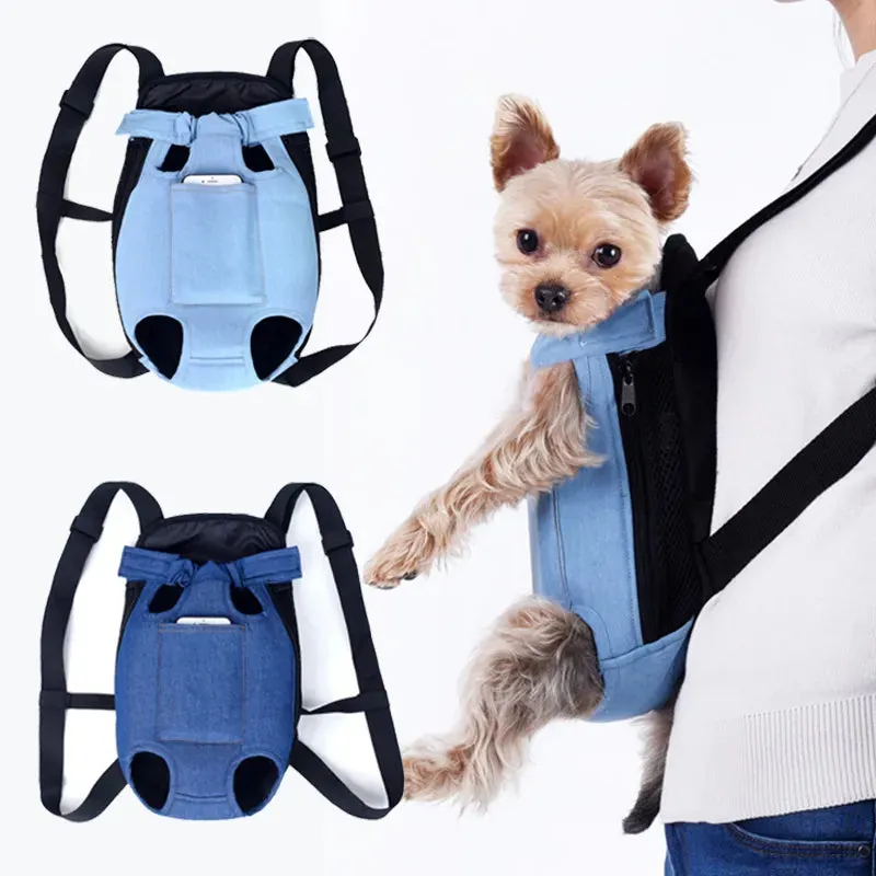 ANYWAGS Pet Carrier Large Light Coffee Denim Backpack for Outdoor Travel With Front Pocket for Large Size Pets